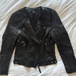 Topshop vegan leather motorcycle jacket black size US 6, runs small